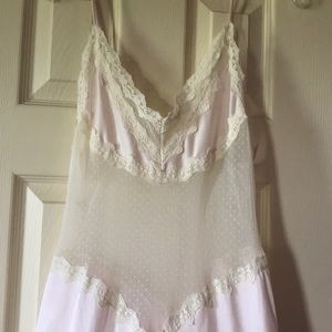 Vintage pink long slip nightie nightgown